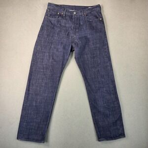 Levis 501 Jeans Mens 30x30 Blue Dark Wash Straight Leg White Oak Tag 35x32